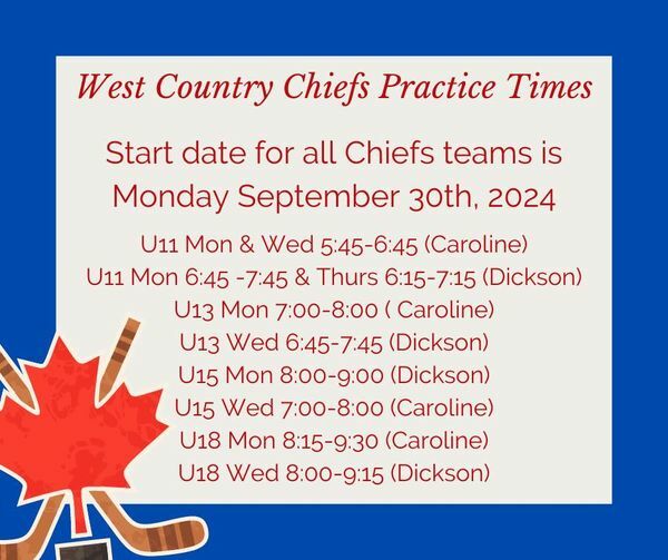 West Country Chiefs practice times